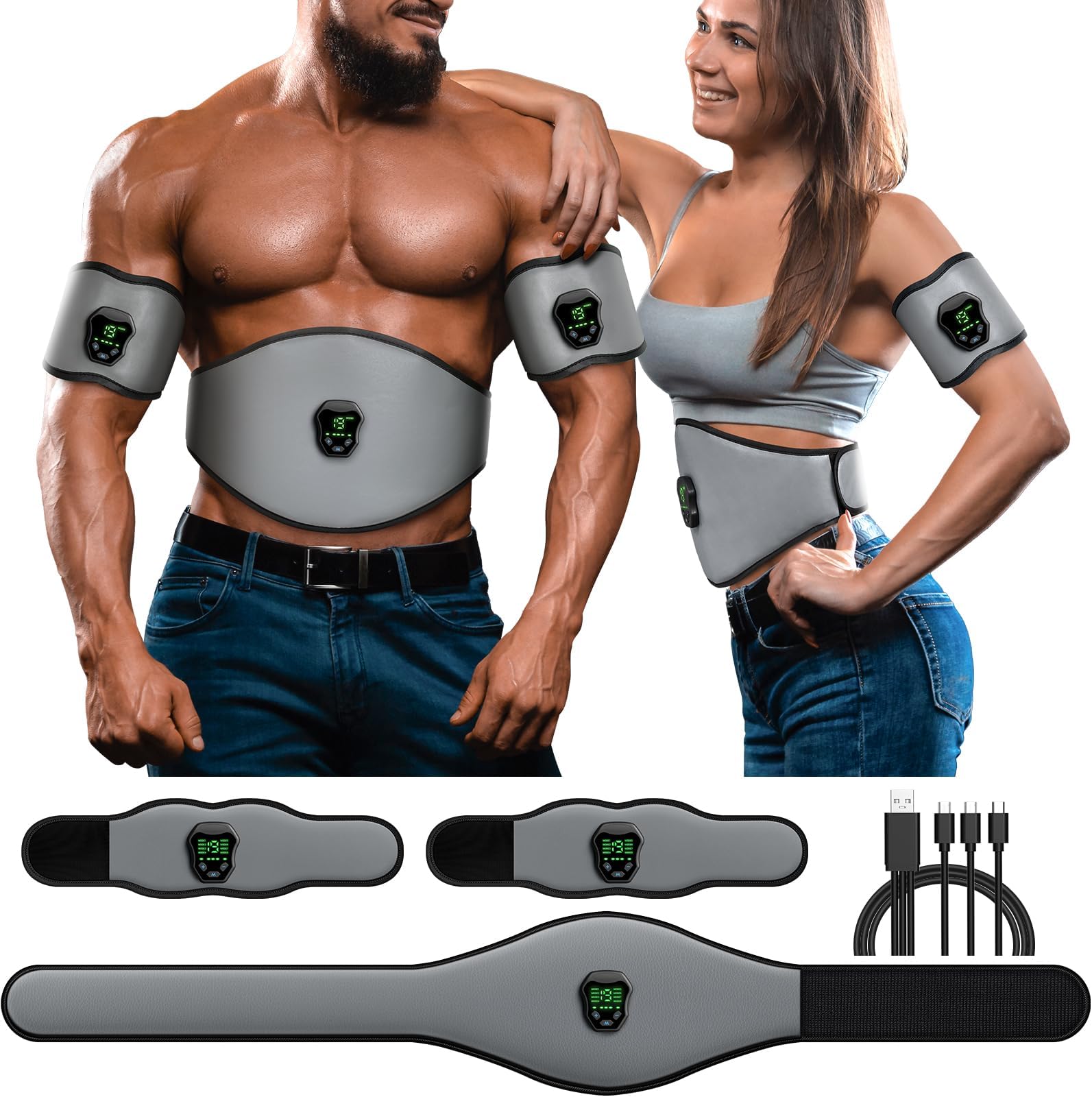 - Fitness Belt, Powered Muscle Stimulator for Home Use, for Muscle Conditioning Grey