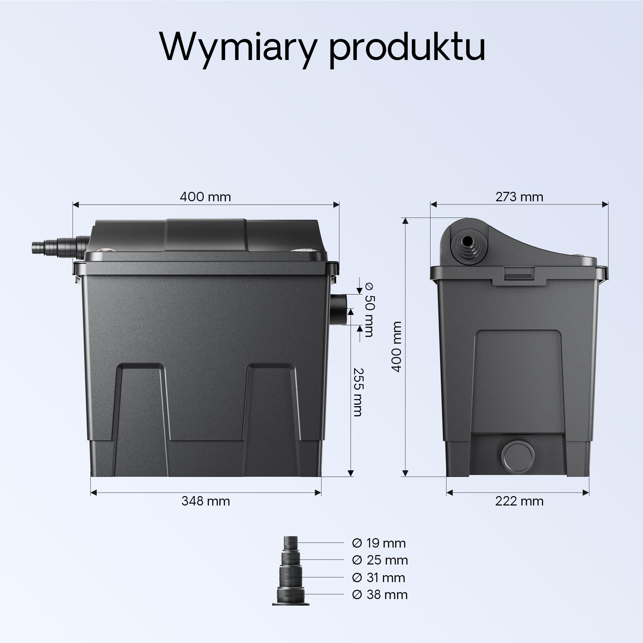 SunSun CBF-200A Bio filtr do oczka wodnego z systemem 1-komorowym do stawu Koi, 6000 l/h z materiałem filtracyjnym Biofiltr Bio filtr do oczka wodnego z systemem filtracyjnym o przepływie ciągłym