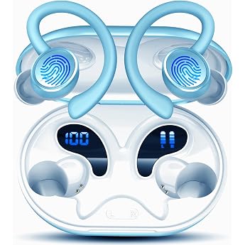 Bluetooth Sports Headphones Wireless Bluetooth 5.4 Headphones with ENC Noise Cancelling and 4 HD Mics 50 Hours Wireless Earbuds In-Ear Headphones with Hi-Fi Stereo USB-C/LED Display Waterproof IP7