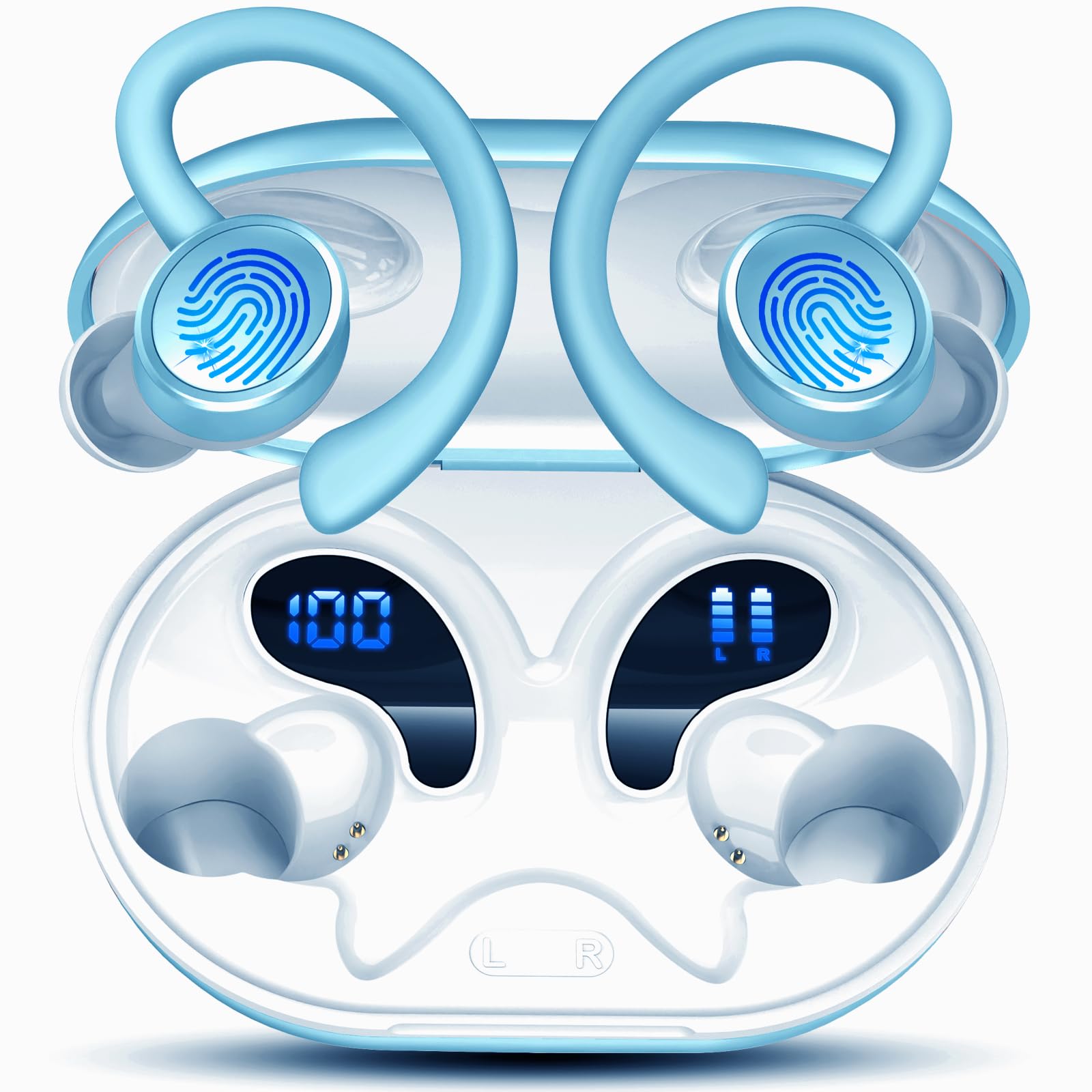 Matast 2026 Auriculares Inalambricos Deportivos, Auriculares Bluetooth 5.4 HiFi Estéreo con 4 HD Mic, 50H Cascos Inalambricos Bluetooth, Pantalla LED/IP7 Impermeable Cascos — view 8