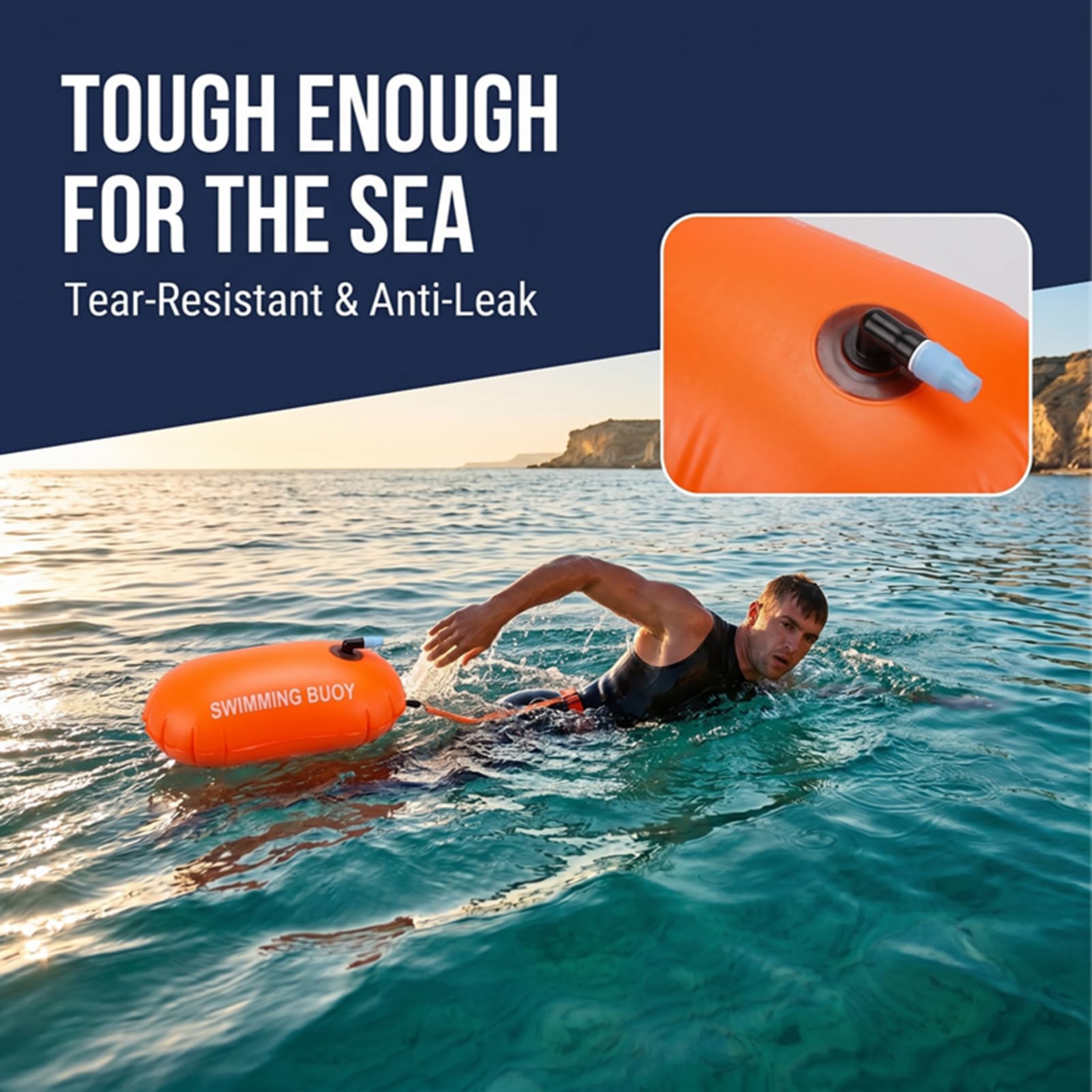 CNMTCCO Boa di nuoto per adulti di alta qualità, con luce di segnalazione per la massima sicurezza in lago e mare, per il nuoto in PVC robusto con