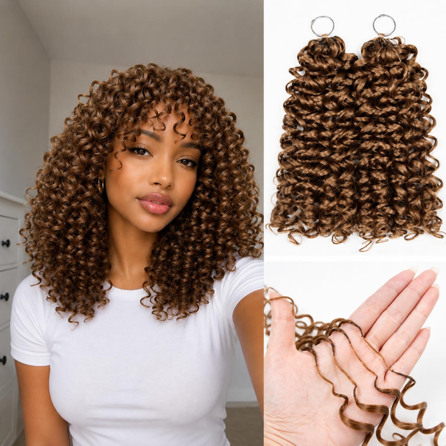 Celie Miracle Knots Hair 12 Inch Gogo Curl Feather Crochet Hair Pure Protein Fiber Close to Human Hair for Black Women,Pre-Separated 60 Strands 100g, Invisible Deep Wave Crochet Braids Blonde 27#