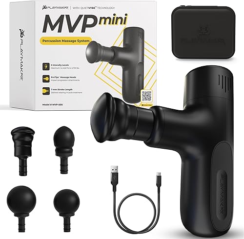 MVPmini - Pistola de masaje para todo el cuerpo, paquete de masajeador de percusión, incluye funda de transporte y 4 ProTips para contornos