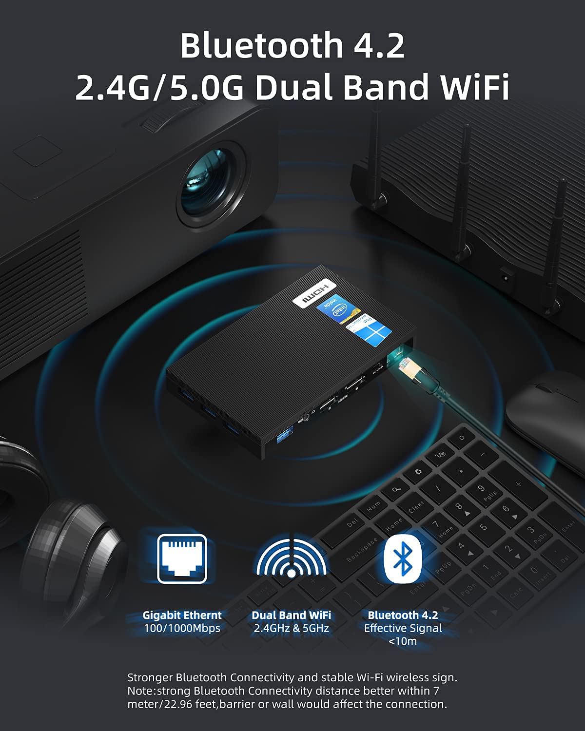 MeLE Quieter2Q Fanless Mini PC Computer, J4125 Win10 Pro 8GB 128GB Dual