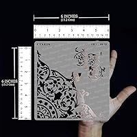 Vista 3 de CrafTreat Plantillas de esquina reutilizables para pintar en madera, lienzo, papel, tela, piso, pared y azulejos, esquina floreciente, 6 x 6