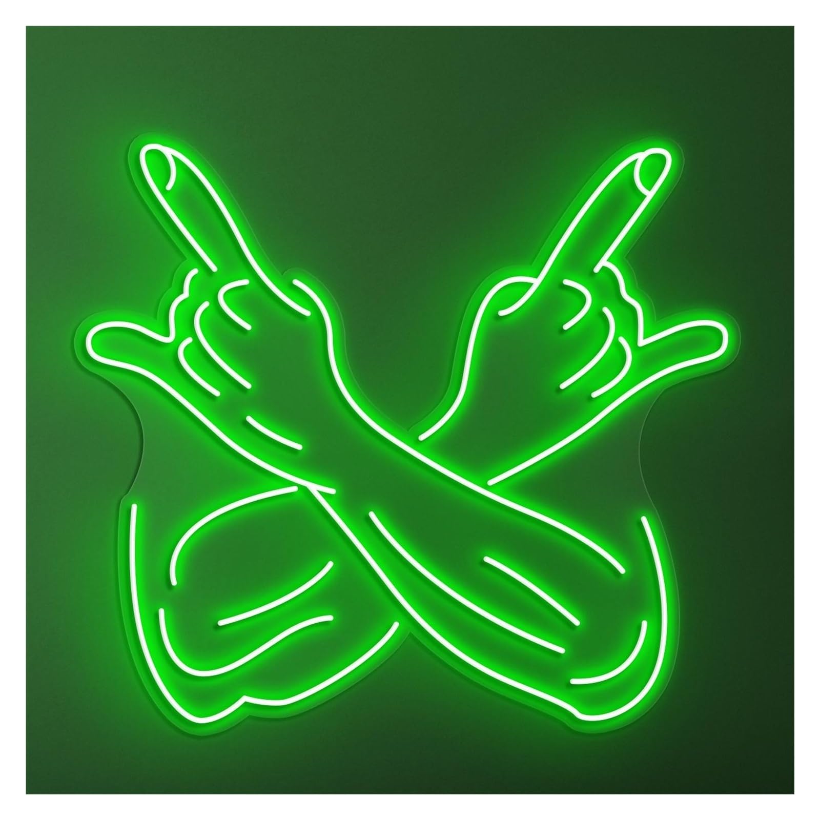 Hanging Art Neon Signs Rock Hand Neon Sign, Suitable For Game Room Decor With Brightness Adjustable 50cm(Green)