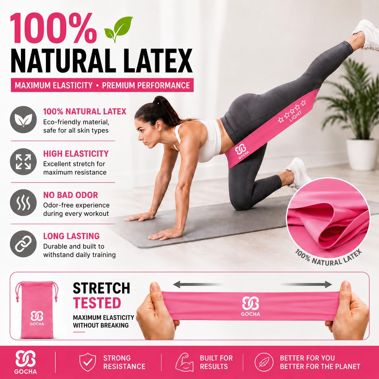 GOCHA Gadgets, Bandas elásticas de resistencia con diferentes niveles de fuerza para entrenamiento, gimnasio, yoga, ejercicio, paquete de 5 unidades