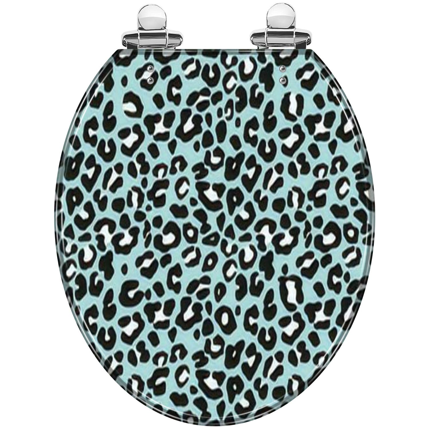 Round Toilet Seat colorful funny leopard stationary phone mug wild towel Resin Toilet Seat with Quietly Close Quick Release Hinges Decorative Toilet Seat with Cover Easy to Clean and Install