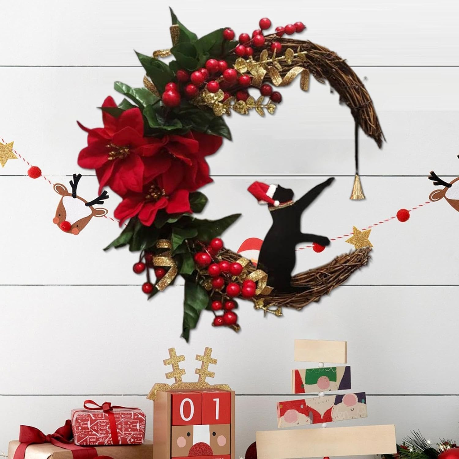 [Rjktmox]アロマセラピー ドア吊り 輝き キャッツ ホームデコレーション・ペンダント ムーンキャット・リース・ドアハンギング