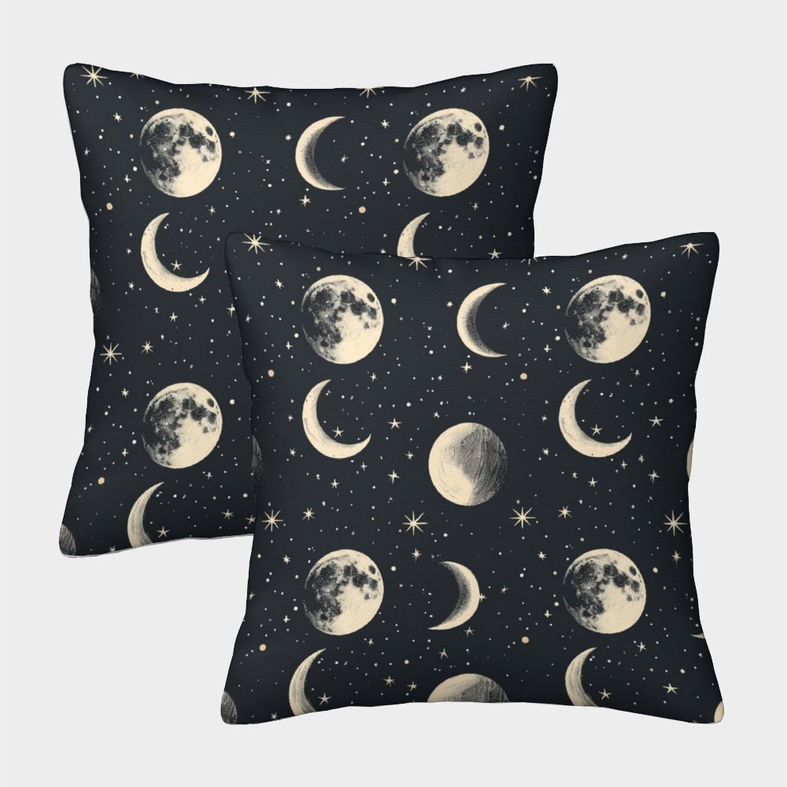 kaiyun 2 Pack Moon Phases Cartoon Luxury Digital Printed Soft 3D Themed Square Cushion Cover 45x45cm
