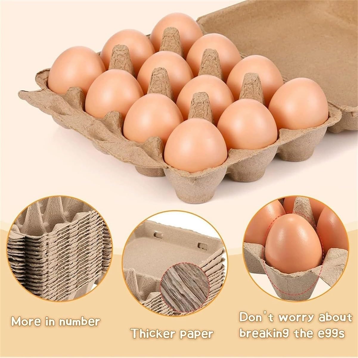 Cajas de pulpa de papel for 12 huevos con cierre, envases biodegradables for almacenamiento nevera, venta granja, empaque regalo y mercados agrícolas(20pcs)