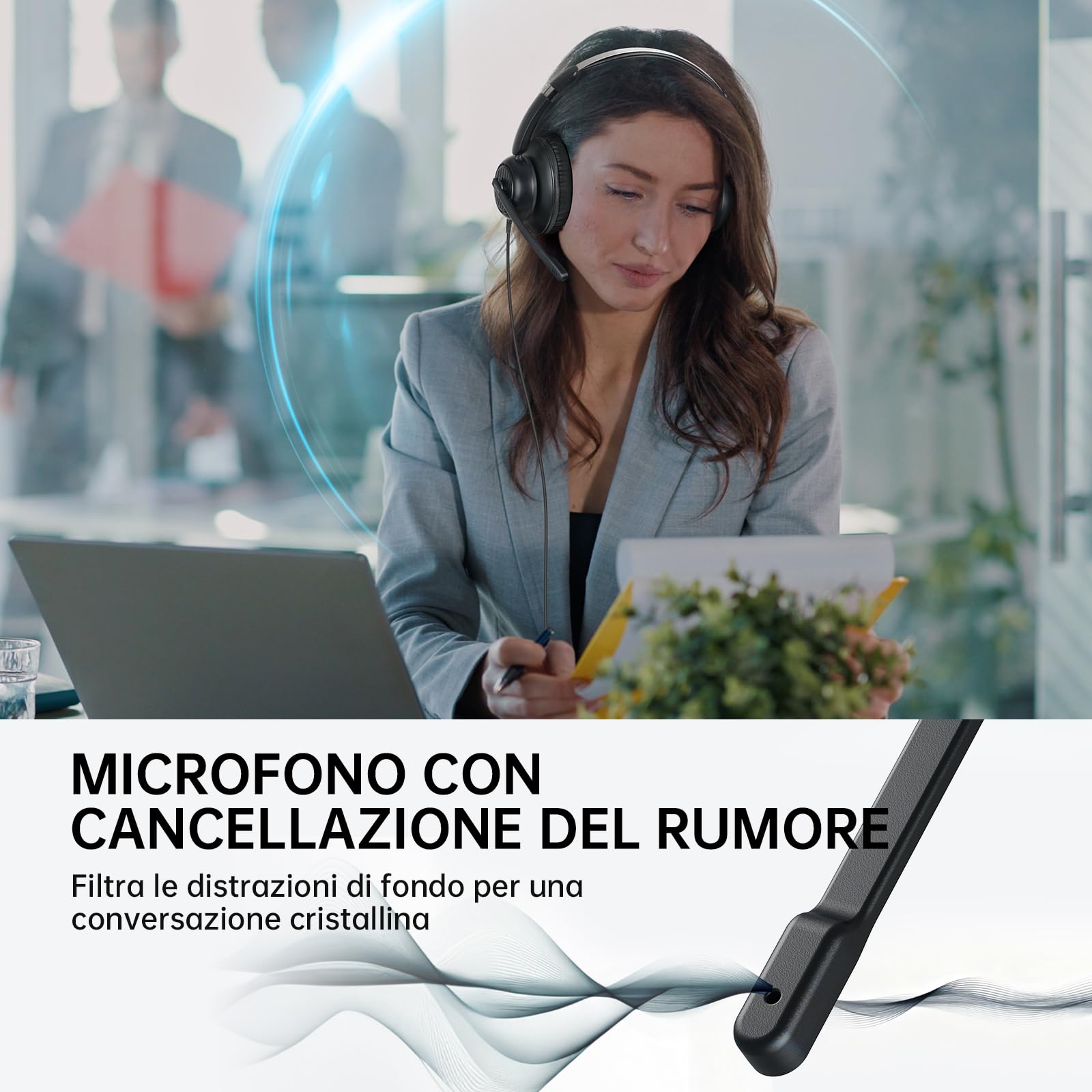 EKSA H8 Cuffie Per Pc Con Microfono, Cuffie Stereo Usb Con Cavo, Cuffie Con Cancellazione Del Rumore, Cuffie Usb-C/Usb-A E Jack Da 3,5 Mm, Cuffie Over-Ear Per Laptop/Ufficio/Call Center/Team