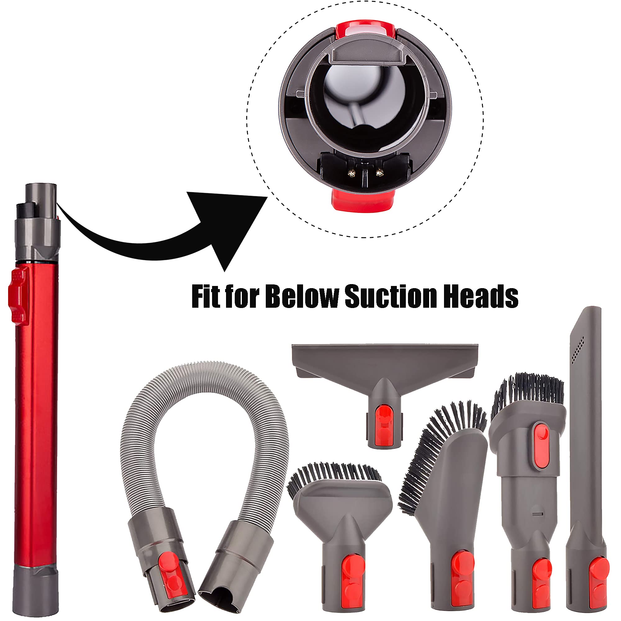 Italdos Tubo Telescopico Asta Prolunga in Alluminio per Dyson V11 V10 V8 V7 Bacchetta Allungabile Asta Estensione - Rosso