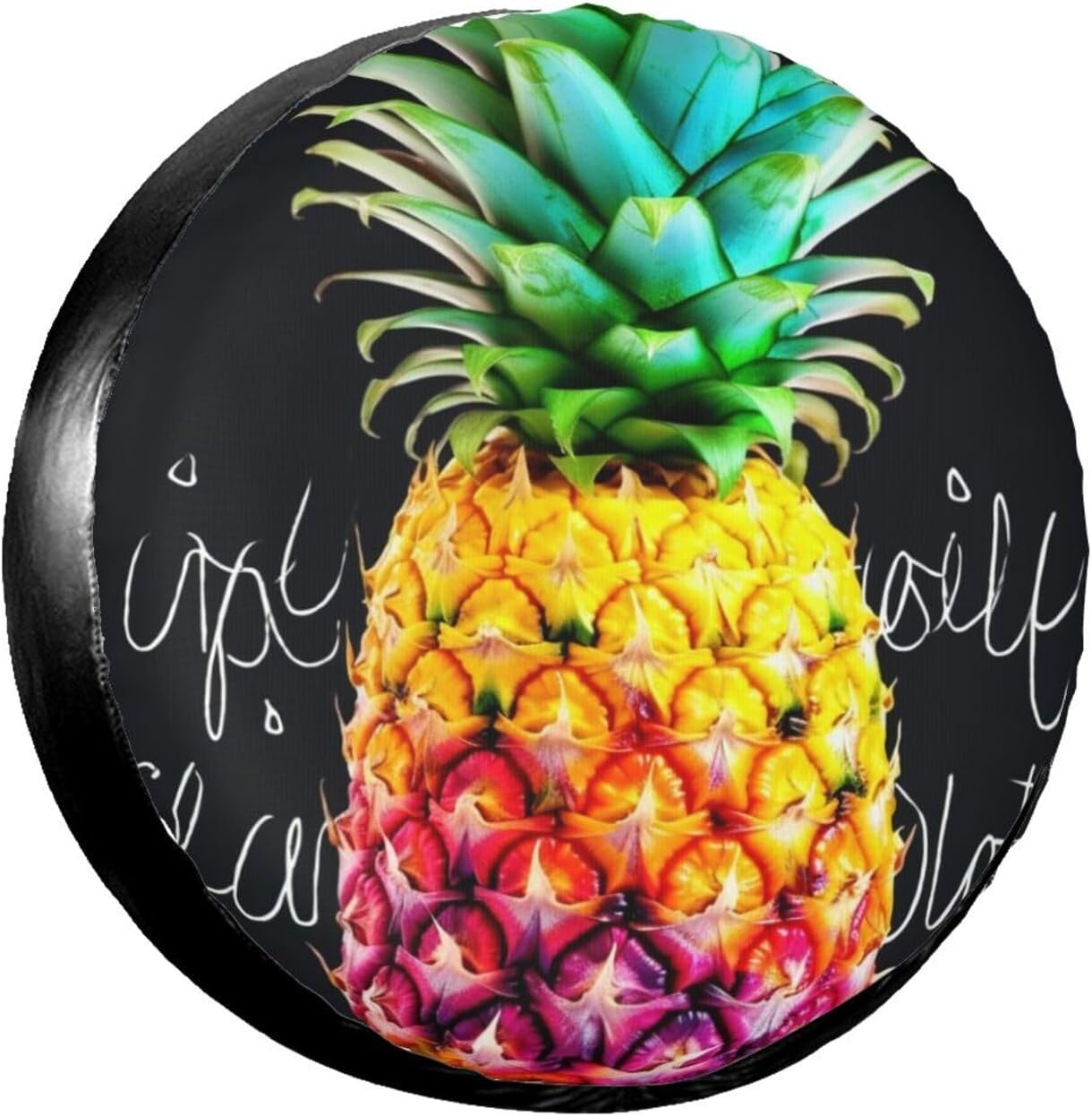 Spare Tire Cover 16 Inch, Waterproof Dust-Proof Universal Wheel Protectors Colorful Fruit Pineapple Camper Tire Cover Fit for Rv Trailer Truck SUV Travel Trailer Accessories