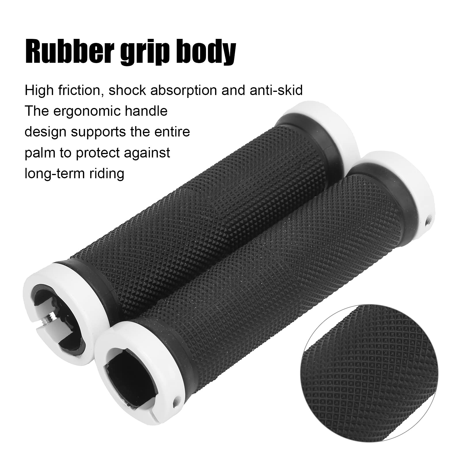 1 Pair Bikes Handlebar Grips, 5x0 9x1 3in Bikes Hand Bar End Grips, Lightweight and Avoid Slide Mountain Bikes Handle Bar Grips with Plug, Bikes Grips for All Regular Handlebars(White)