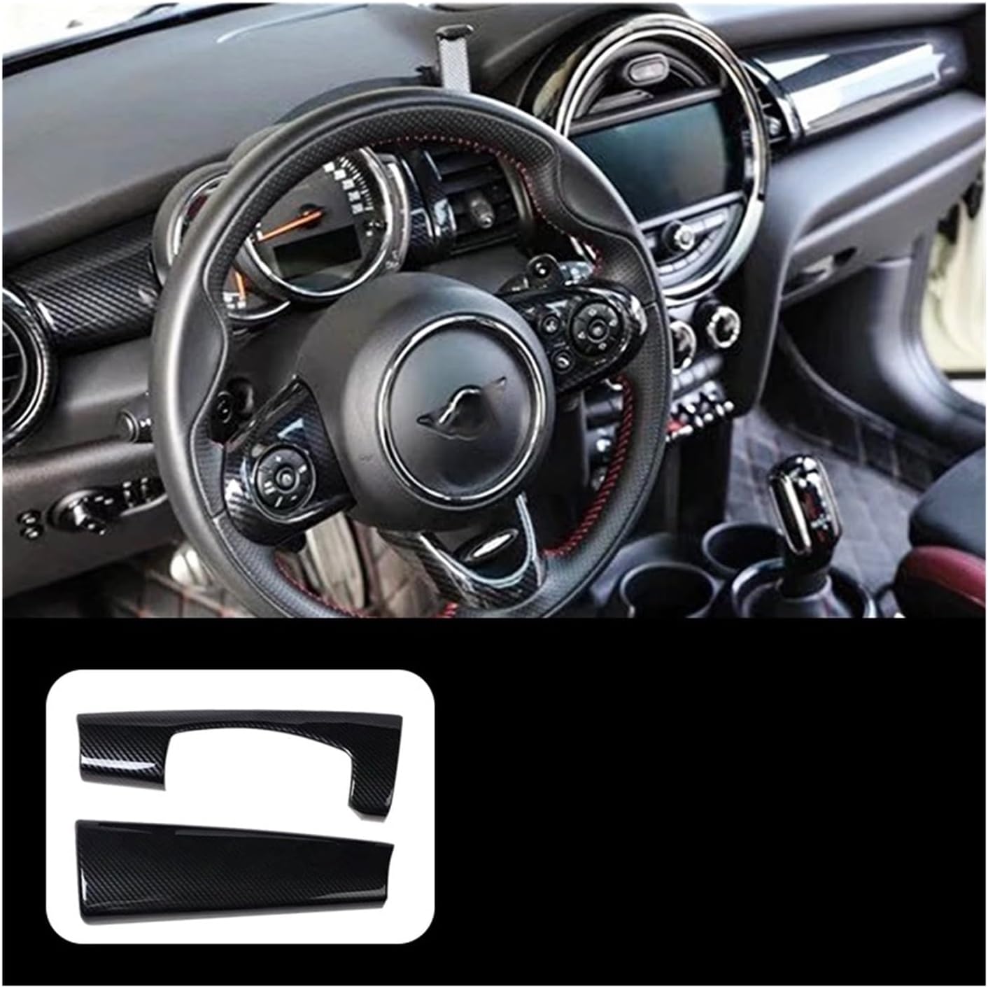 Car Dashboard Trim Compatible for BMW MINI ONE, Compatible for Cooper S 2015-2020 F55 F56 F57 Instrument Panel Modification Sticker Interior Accessories(Carbon Style)