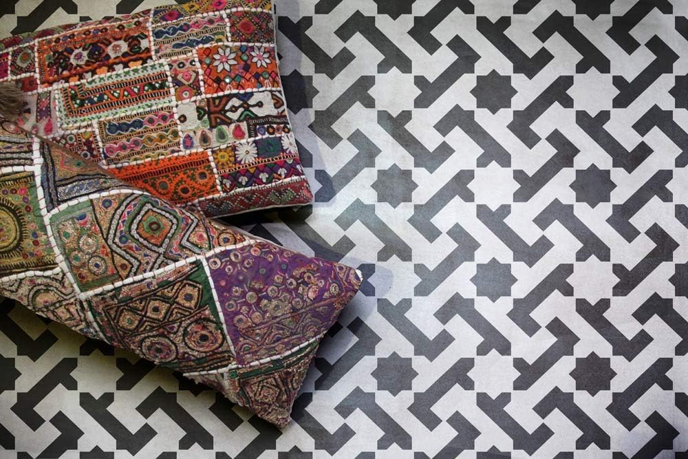 Safi Tile Stencil - Moroccan Style Geometric Tile Design for Painting Floors (Medium 8" x 8")