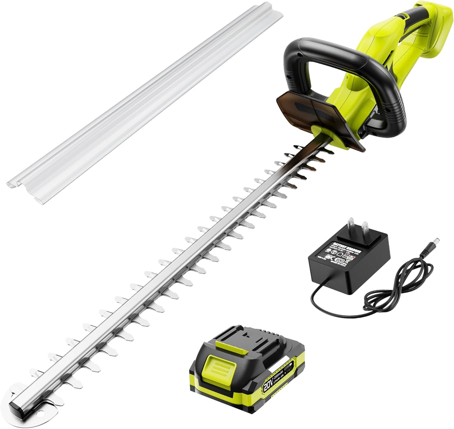 ework hedge trimmer cordless 22-inch electric bush trimmer, 5/8" cutting capacity, 20v battery powered lightweight handheld shrub trimmers with battery and charger for garden, yard green