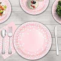 Vista 36 de Platos de papel plateado y servilletas para fiestas, platos blancos y plateados para 24, 168 piezas de decoraciones de fiesta plateadas para boda