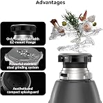 Badger 5 Garbage Disposal, 1/2 HP Continuous Feed, Includes Air Switch & Accessories, Easy Install Food Waste Disposer, Black, for Kitchen Sink