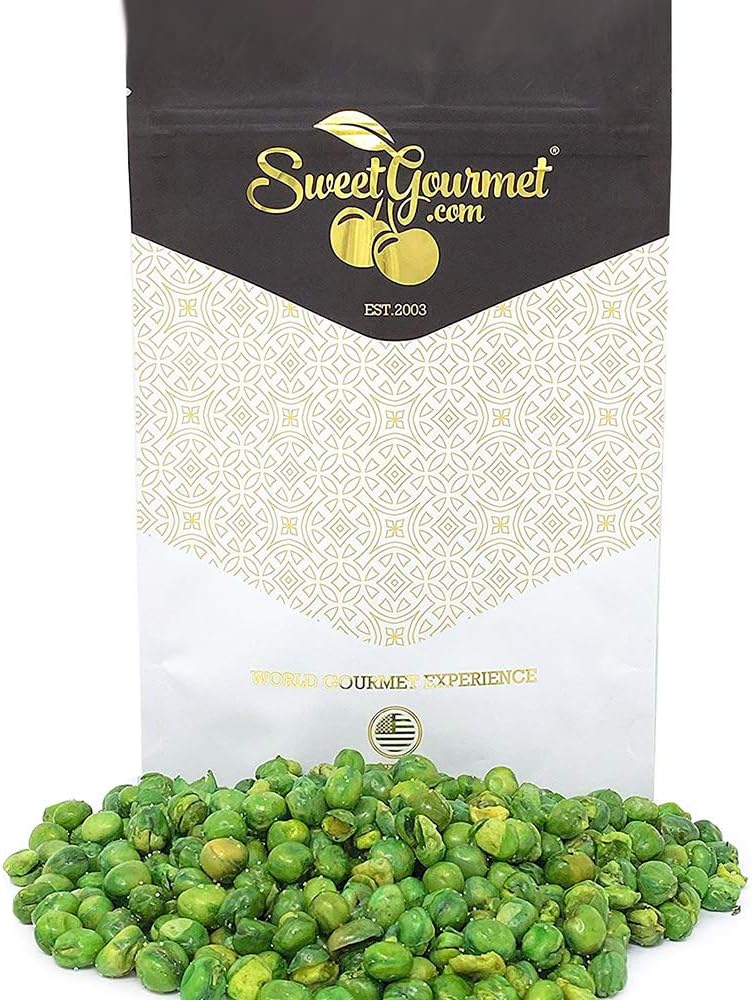 SweetGourmet Green Peas Gluten-Free Healthy Snack, 1-Pound Resealable Bag, Air-Fried Crunchy and Lightly Sea Salted
