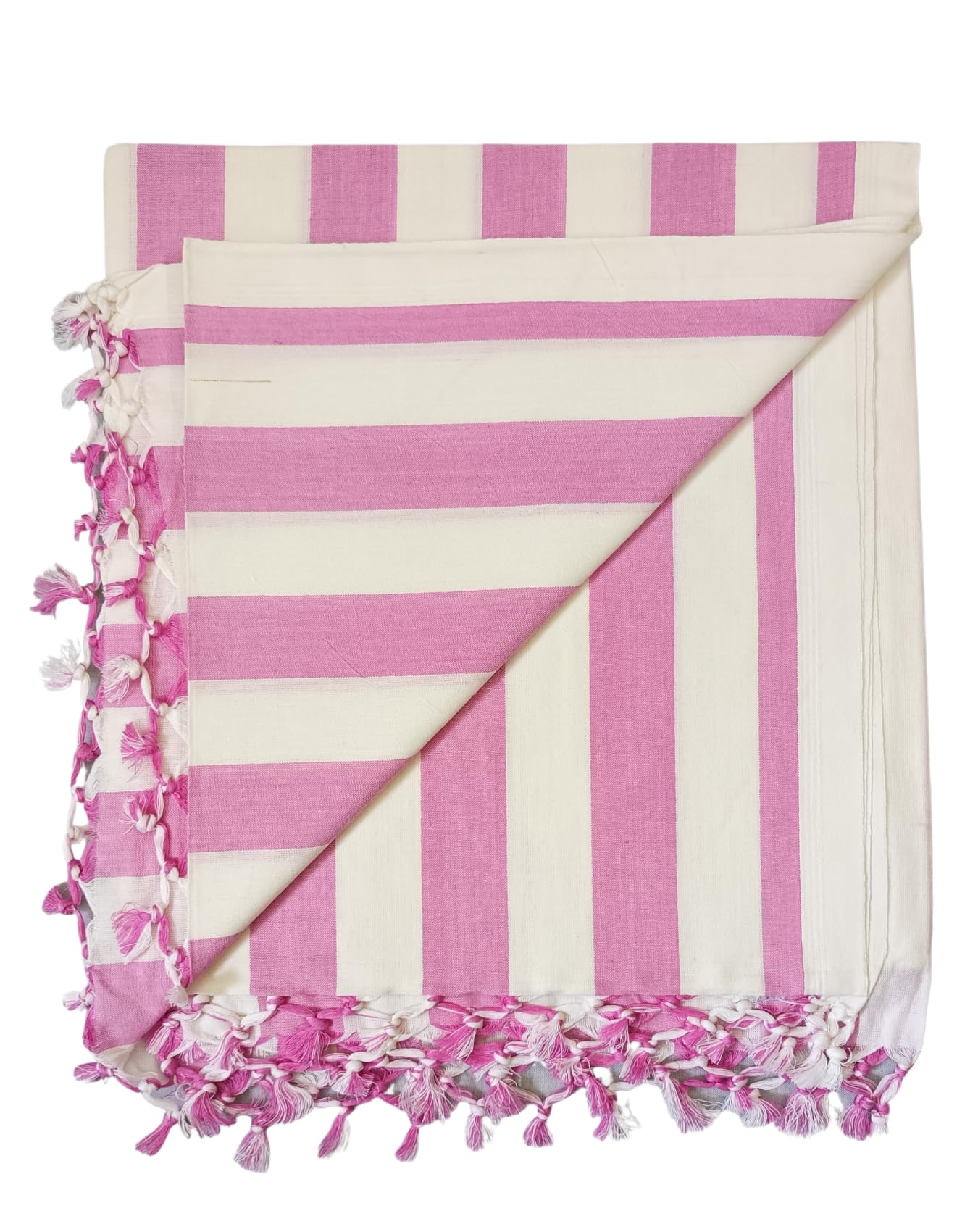 Bunkaar The Handloom Story 100% Organic Cotton Silky Soft Beautiful Striped Bhagalpuri Summer Chadar/TopSheet/Comforter (Size- 245cm X 130cm) (Pink Grey Striped)-image-26