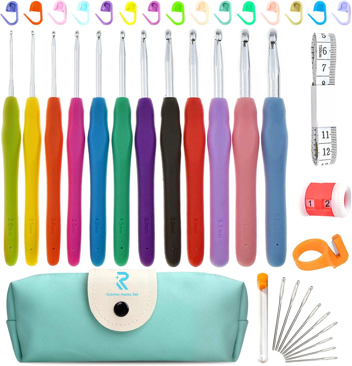 RealPlus Crochet Hooks Set, 12 Pcs Full Size Crochet Hook, Ergonomic