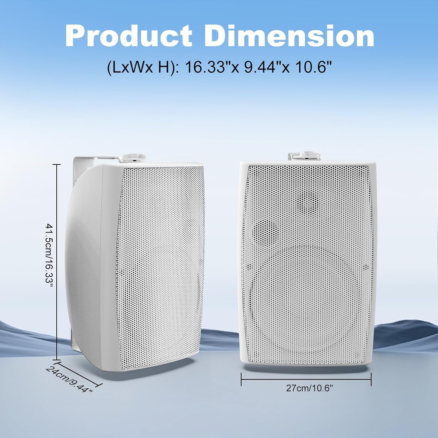 Herdio 8 Pouces 600W Haut-Parleur Bluetooth extérieur, étanche Enceintes d'extérieur, Haut-Parleur Mural résistant avec Paire TWS | Convient aux Grands espaces (Blanc)