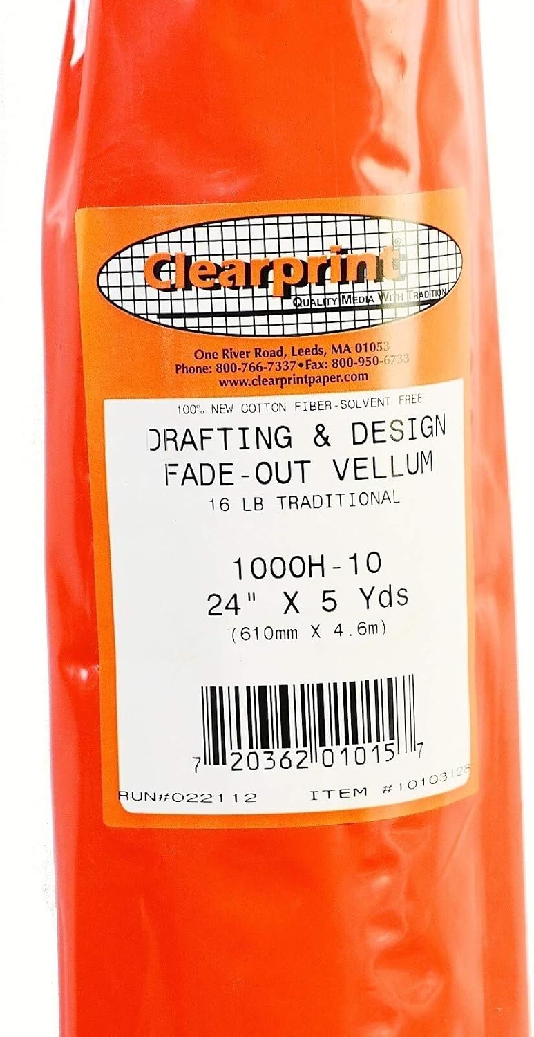 amazon com clearprint fade out design sketch vellum 24 x 5 yd 10 x 10 grid roll no 10103128 translucent white tracing paper arts crafts sewing