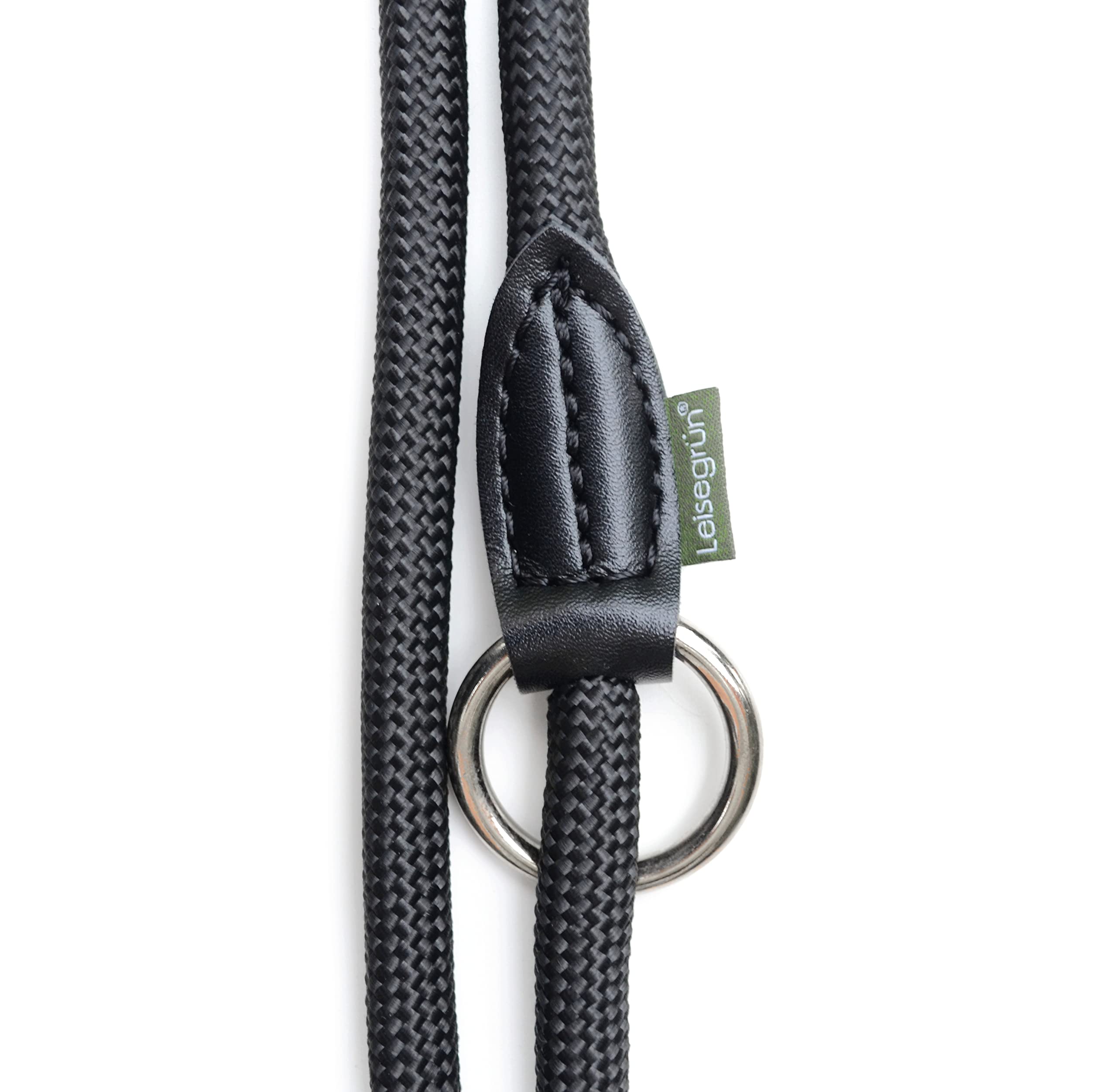 Leisegrün Verstellbare Hundeleine 3m - Robuste Nylon Doppelleine für mittelgroße bis große Hunde, 200kg Zugkraft, 2 Karabiner - Schwarz