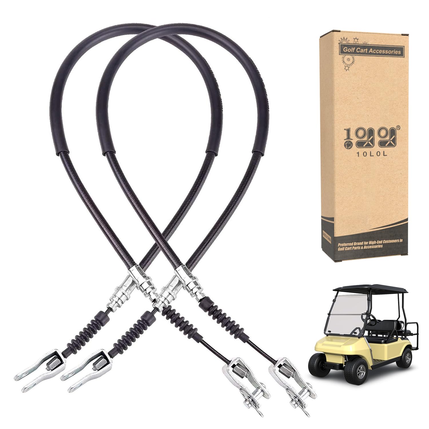 10L0L Golf Cart Brake Cables Fit Club Car DS 1981-1999 Gas & Electric for Both Driver & Passenger Sides, Made with Stainless Steel Core,Replace OEM: 1011125, 1011403, 1016761-01(42
