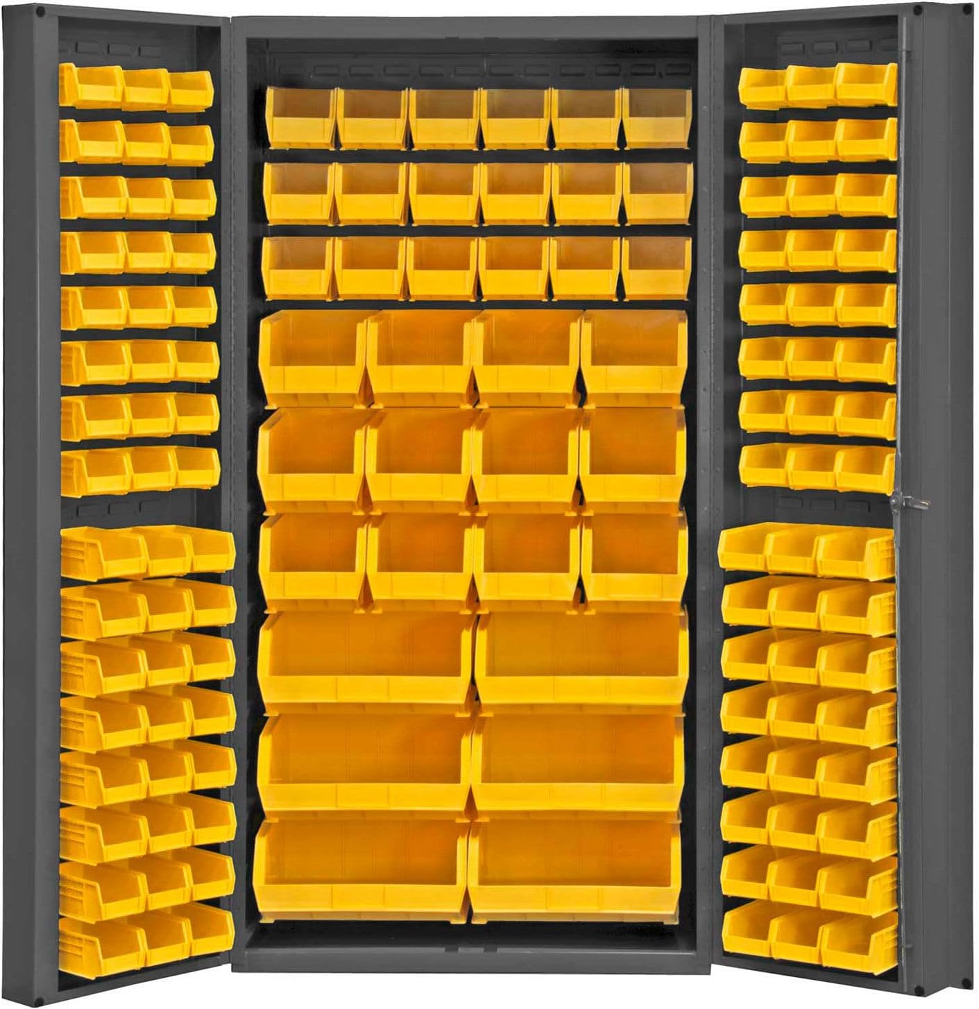 Durham Heavy Duty Welded 14 Gauge Steel Cabinet with 132 Bins, DC-BDLP-132-95, 24" Length x 36" Width x 72" Height