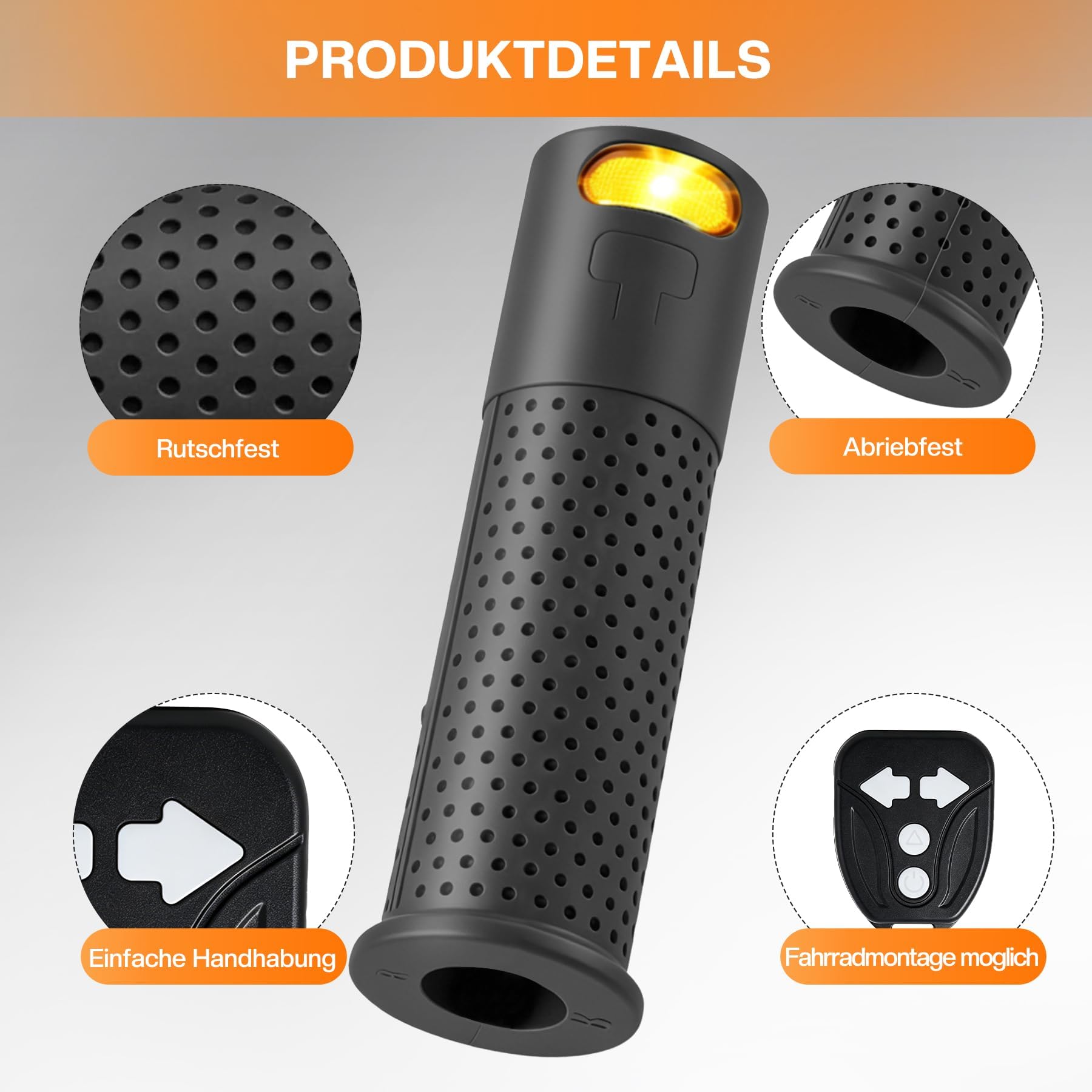 E Scooter Freccia con Maniglia, Indicatore LED per Manubrio, Manopole Ricaricabili USB per Xiaomi M365/Pro 2/Mi3/Ninebot Max G30/G30D, Impugnature Morbide per 16-22,5 mm, Componenti per Scooter,Nero