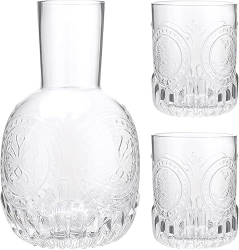 Miniatura 1 de MANMAOHE Juego de jarras de agua y vidrio transparente, juego de jarras de vidrio vintage, jarra de noche de cristal y jarra, jarra de vidrio de 30