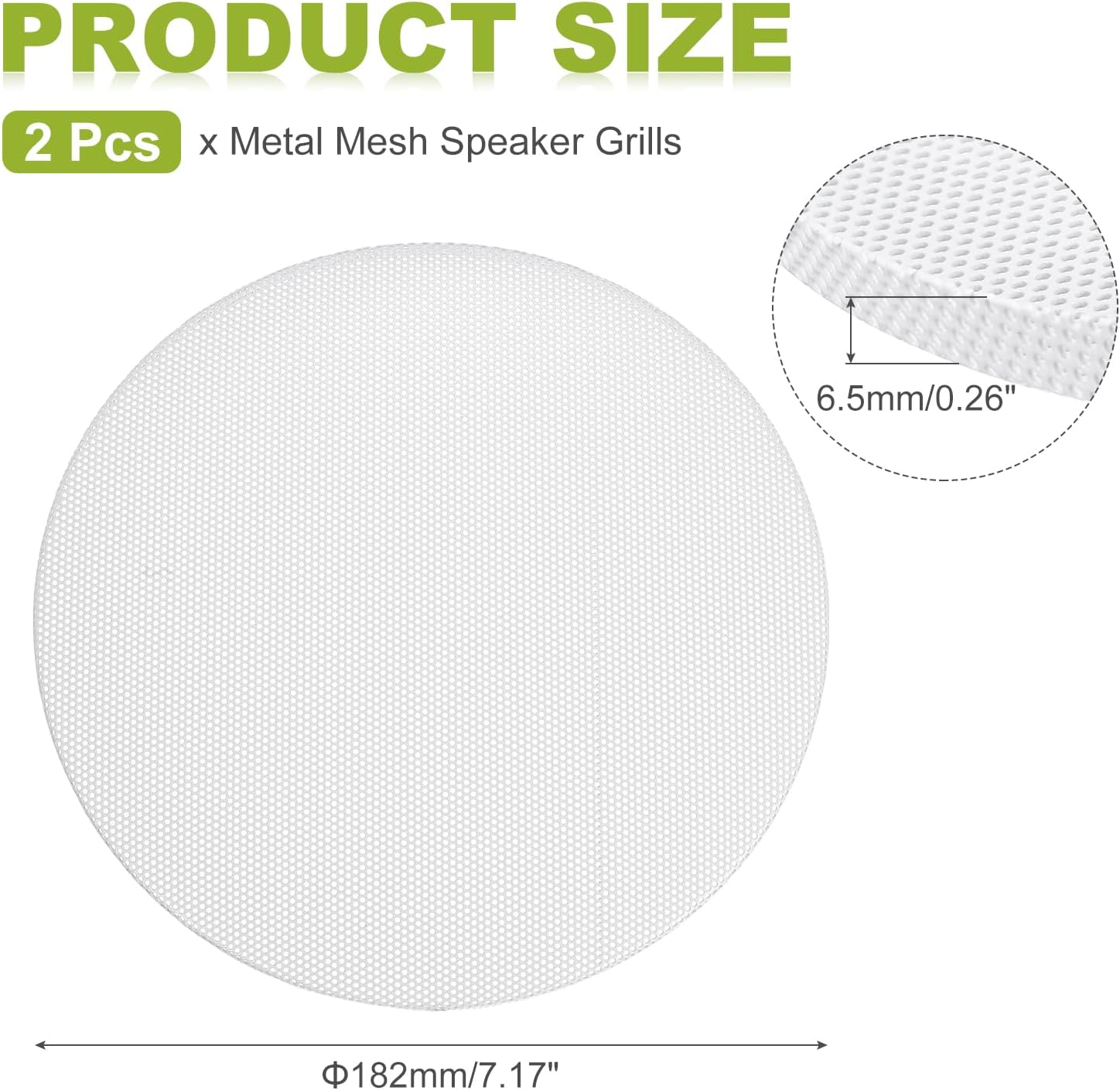 MECCANIXITY Universal 7 Inch Speaker Grills Cover Without Frame, White Metal Speaker Grills Mesh Subwoofer Mesh Cover Guard Protector for Car Home Audio, Pack of 2