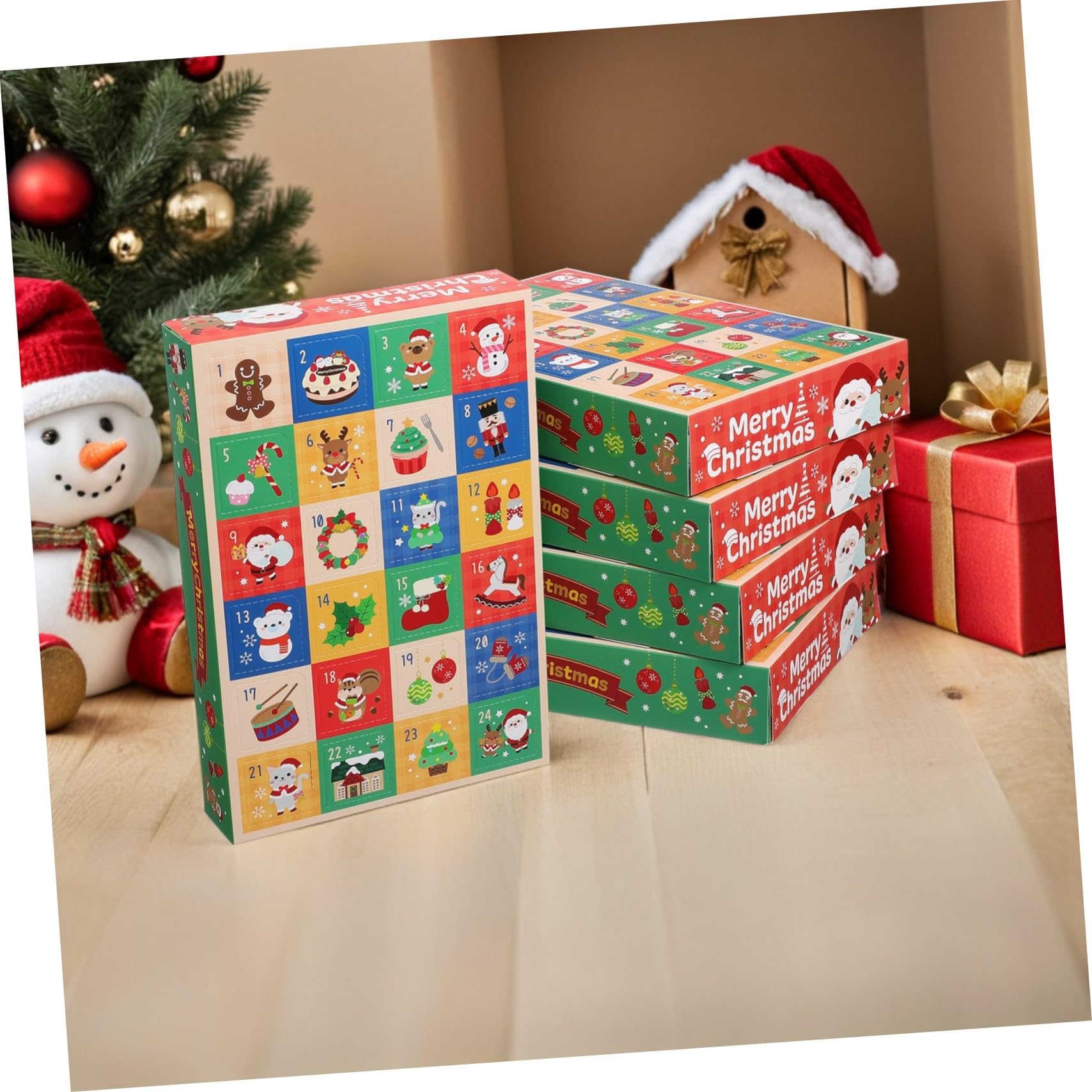 Generico 15 Pezzi Calendario Avvento Natale Scatole Vuote 24 Giorni per Dolciumi e Decorazioni Fai da Te Divertimento Famiglia Festa
