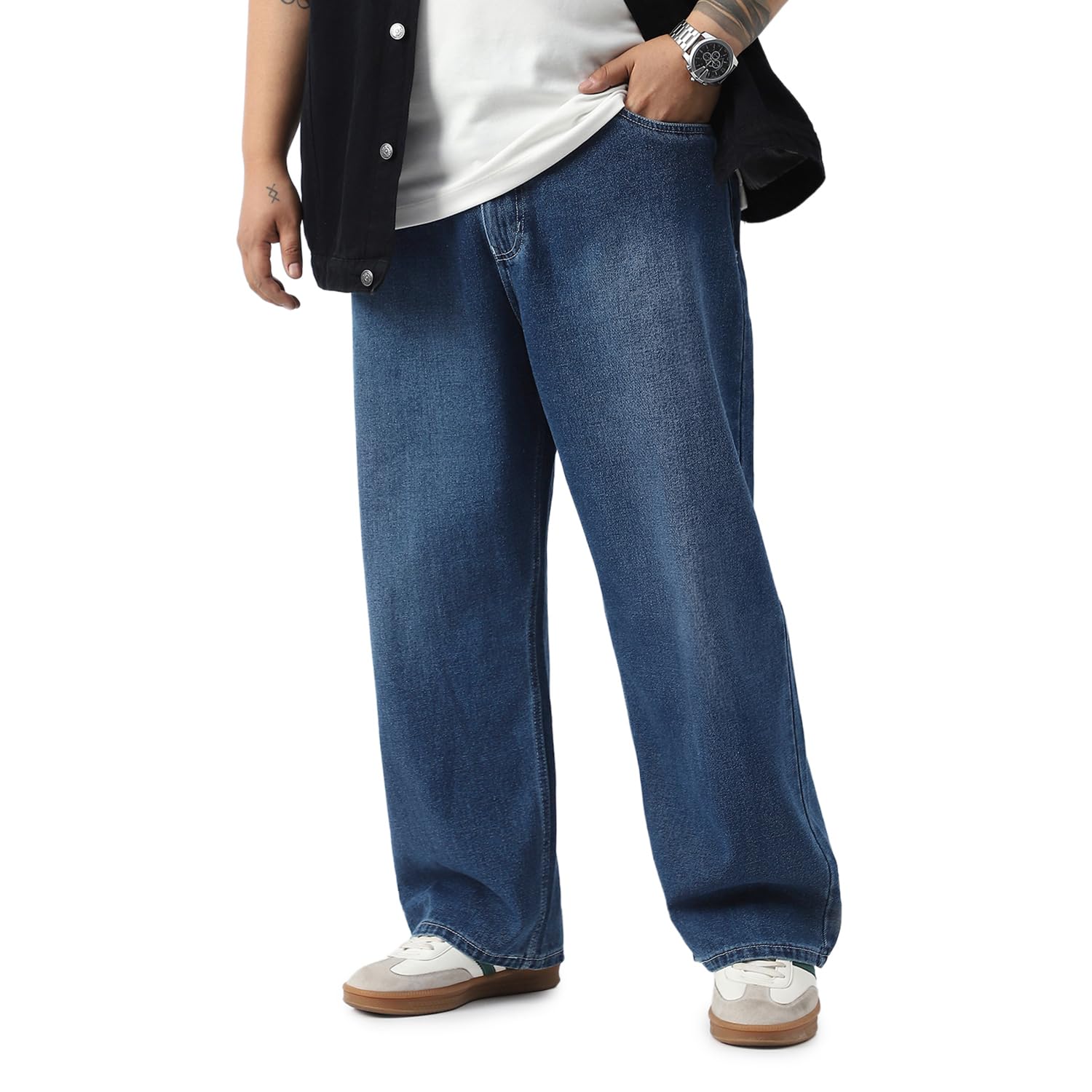 urbano plus Men's Loose Baggy Fit Washed Jeans Non-Stretchable-picture-32