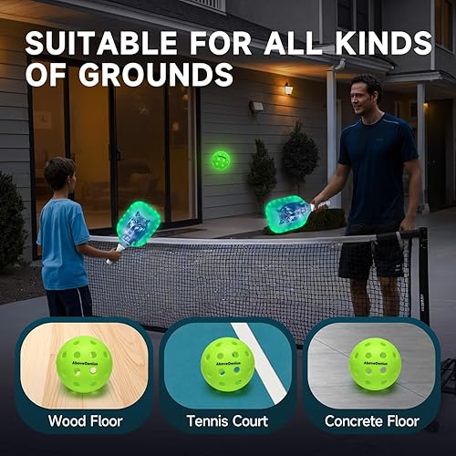 Miniatura 6 de Pelota de pickleball que brilla en la oscuridad, paquete de 6 bolas de pickleball para exteriores, luz LED de alta visibilidad y larga duración para
