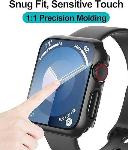 Miniatura 5 de Smiling Paquete de 2 fundas compatibles con Apple Watch Serie 3/Serie 2 de 1.49 pulgadas, protector de pantalla vidrio templado, carcasa rígida