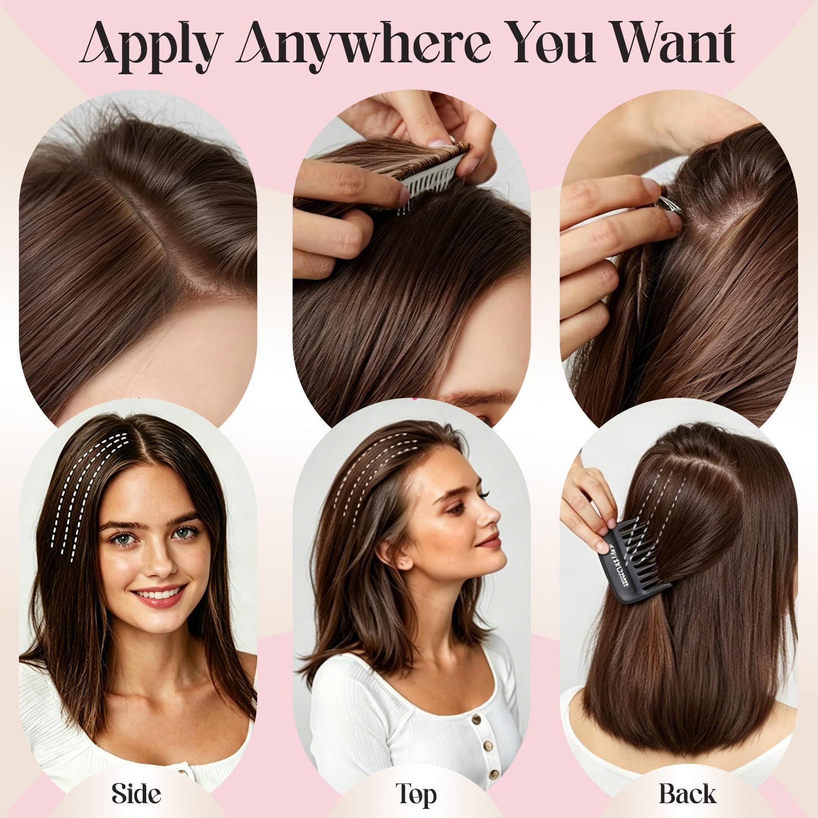 MY-LADY Clip-in Extensions Oberkopf Haarteil Echthaar Dunkel Braun 25cm