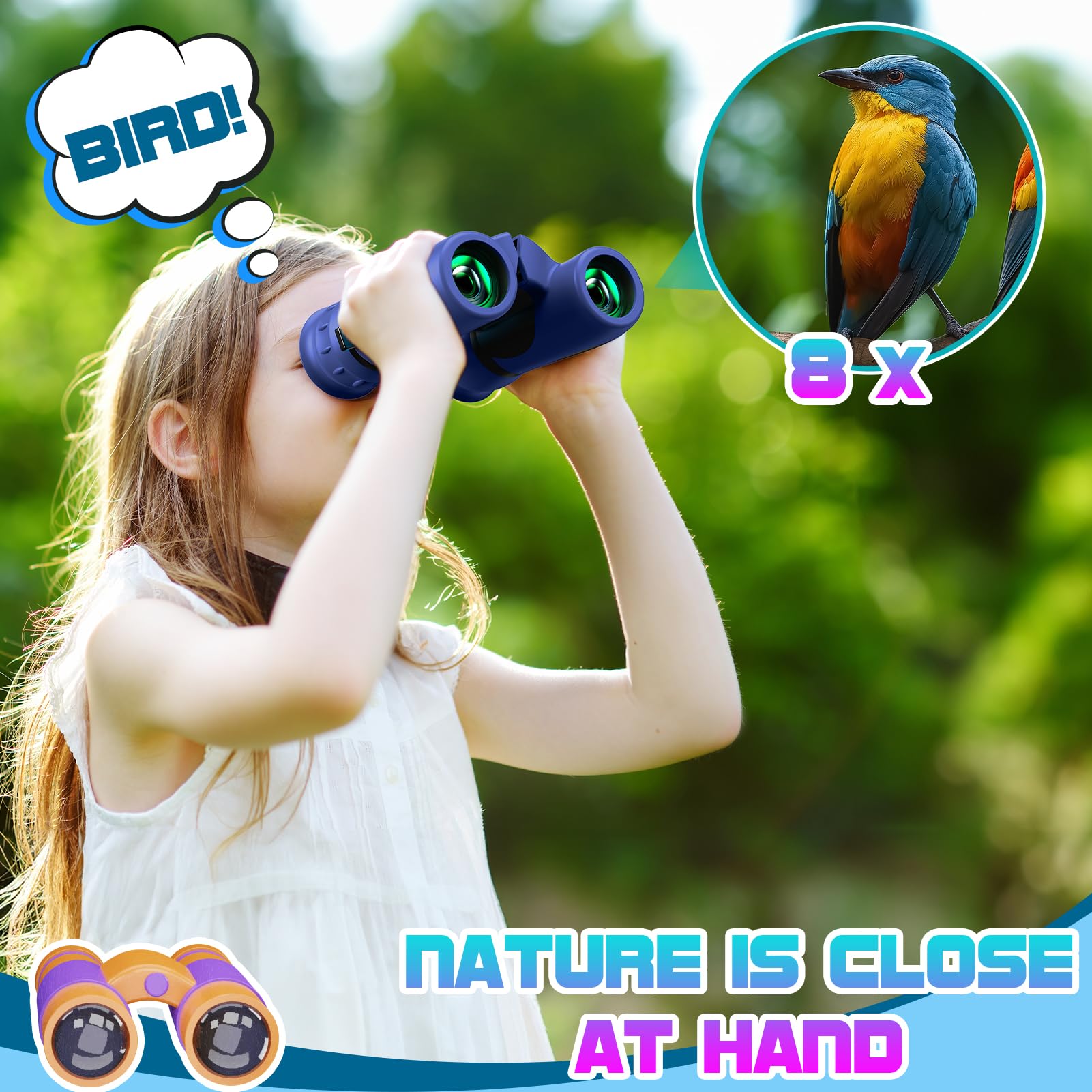 DejaNard Binocolo per Bambini 3-13 Anni, Giocattolo da Esterno, Cannocchiale, Regalo per Bambini 3-12 Anni