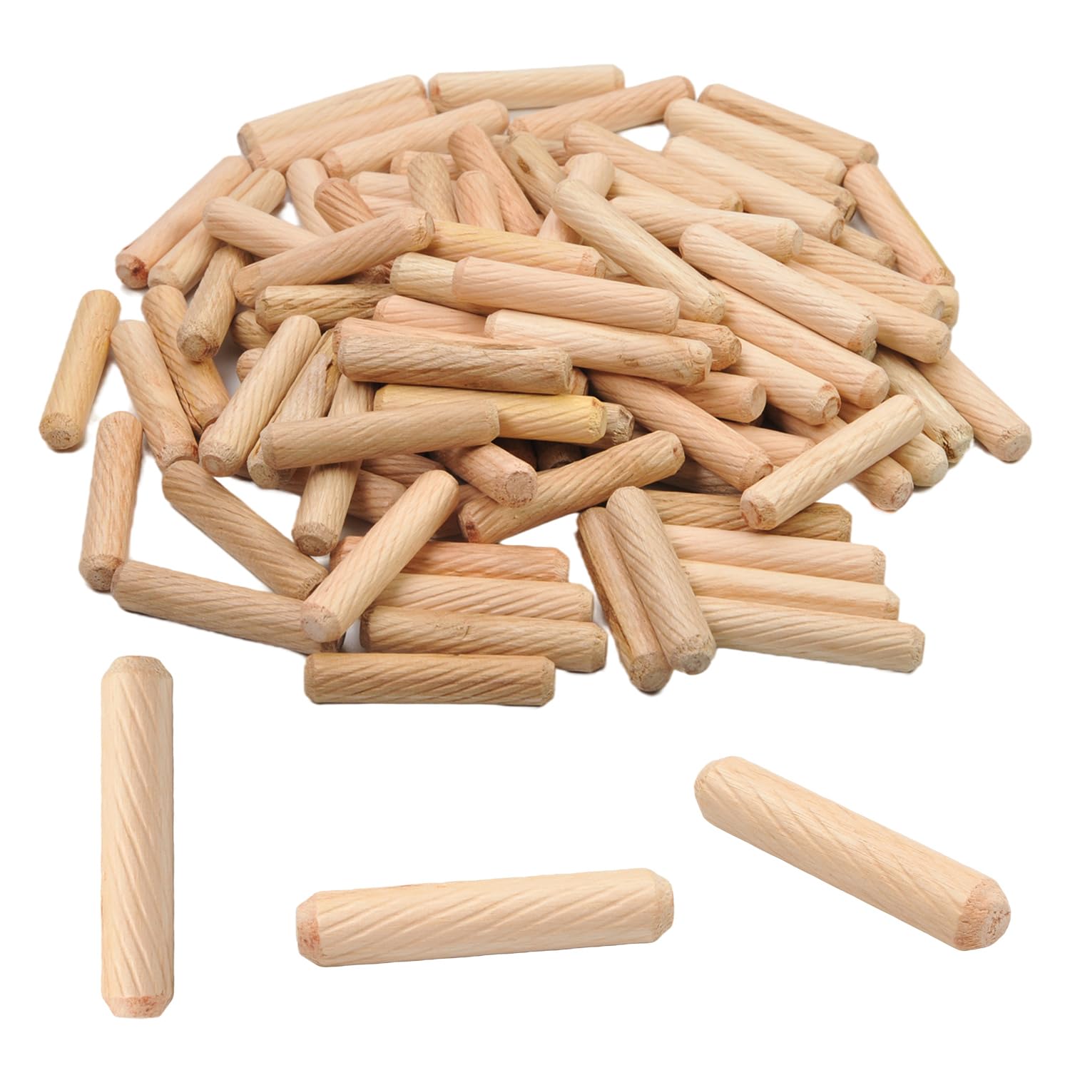 Wooden Dowels 8mm X 40mm - 20Pcs Furniture Cabinet Drawer Pegs | Slant Line Round Dowel Rods