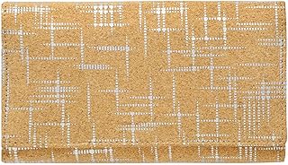 Damen Designer Hudson & James Kork Vegan RFID Blocking Shield Kompakte Kartenhalter Geldbörse Multi Karten Frauen Clutch Geldbörse mit Handytasche, Kork mit silbernen Akzenten, M