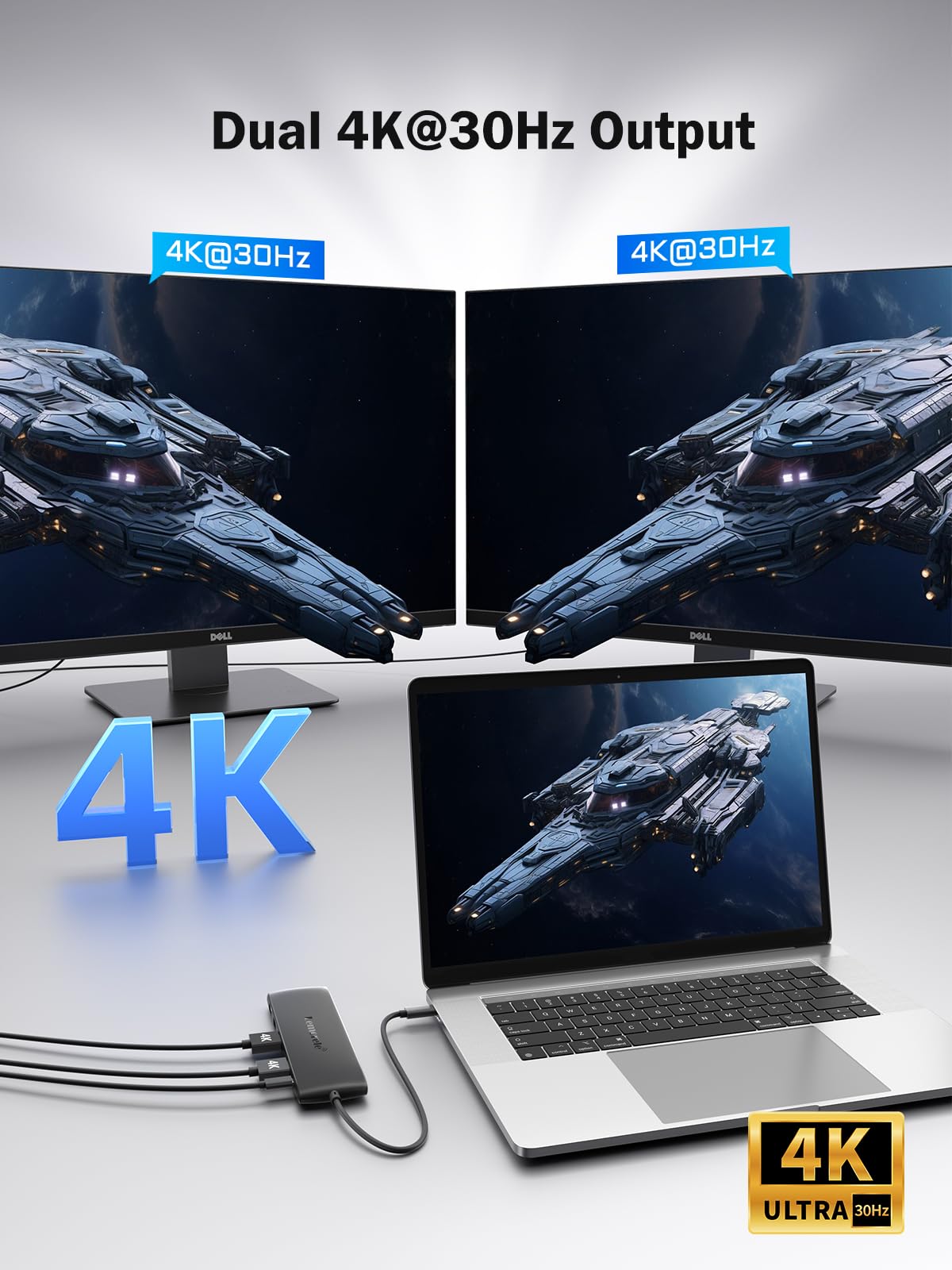 Lemorele Docking Station 2 monitor hub, adattatore USB 10 in 1 con 2 HDMI 4K, 3 USB 3.2 (10 Gbps), 3 x 2.0, PD 100 W per MacBook Pro/Air/Dell/HP/Lenovo