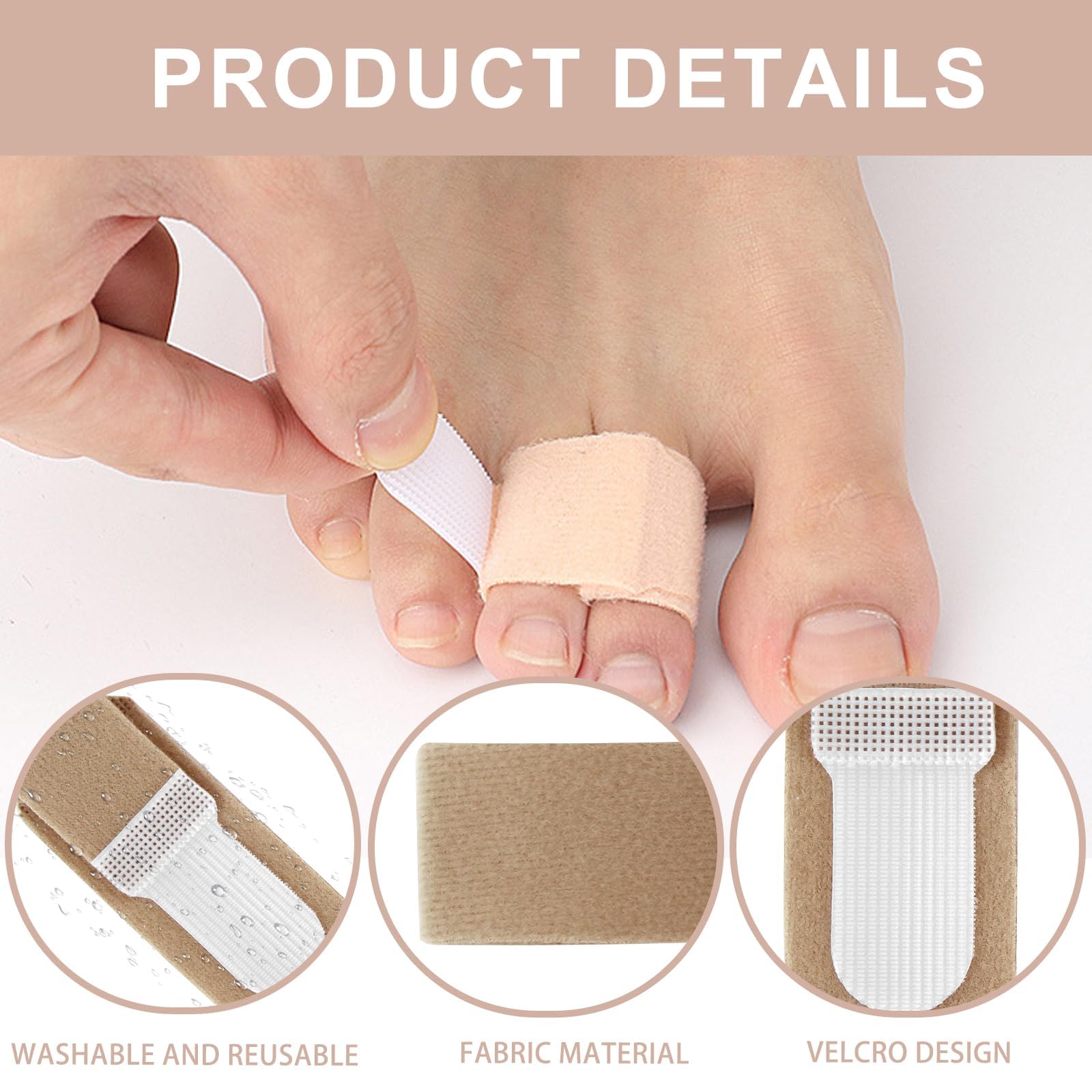 12 Pack Fabric Hammer Toe Corrector Toe Straightener, Reusable Broken Toe Protectors Buddy Taped Wraps - Image 3