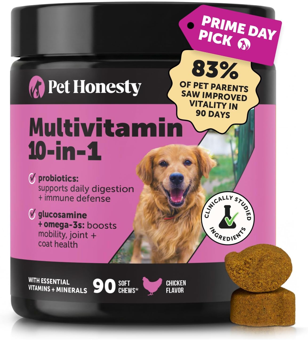 10 for 1 Dog Multivitamin with Glucosamine - Essential Dog Vitamins with Glucosamine Chondroitin, Probiotics and Omega Fish Oil for Dogs Overall Health - Glucosamine for Dogs Joint Supplement Heart