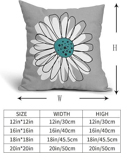 Miniatura 5 de Sweetshow Juego de 2 fundas de almohada de margaritas de color verde azulado y blanco de 18 x 18 pulgadas, para primavera y verano, color gris y