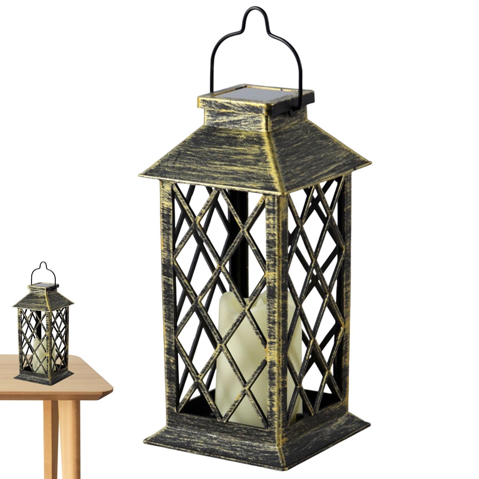 Yorajuy Solar Candle Lanterns, Waterproof LED Flickering Outdoor Candle Lights, Outdoor Candle Light, Solar Lantern for Table, Outdoor, PartyDecorative 27cm