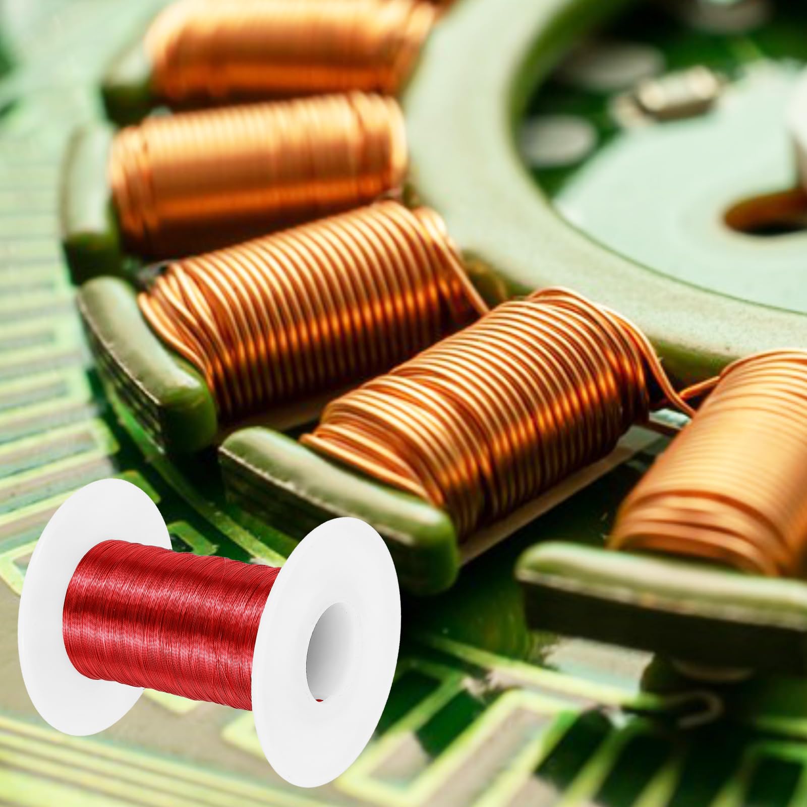 sourcing map Fil magnétique 34 AWG, fil de cuivre émaillé de calibre 34, fil de bobine magnétique de 56,7 g pour transformateur, moteur, électrique, 155C (311F)
