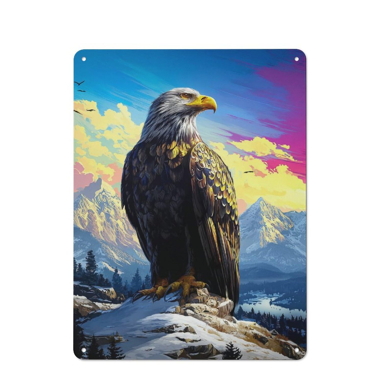 Junmoney Eagle Majesty In Mountainscape Tin Wall Plaque 40X30cm With For Man Cave Or Games Room, For Garage, Workshop And Man Cave Decoration